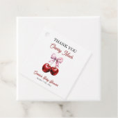 Cherry Much Pink Bow Baby shower Bedankt Bedankjes Labels (In situ)