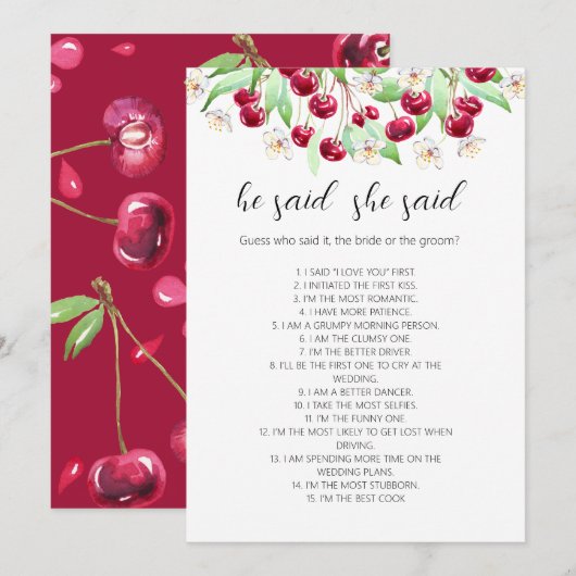 Cherry Much Wedding game Kaart (Voorkant / Achterkant)