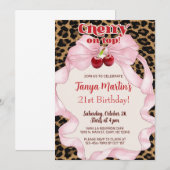 Cherry On Top adult woman birthday invitation. Kaart (Voorkant / Achterkant)