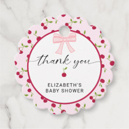 Cherry On Top Baby Shower Coquette Pink Cute Bedankjes Labels