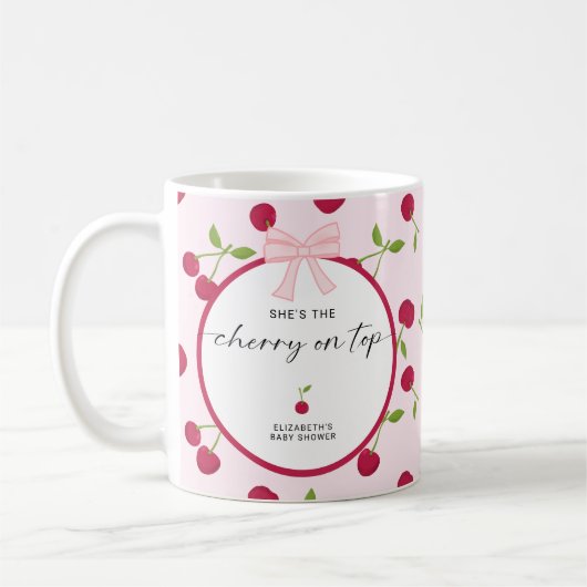 Cherry On Top Baby Shower Coquette Pink Cute Koffiemok (Links)