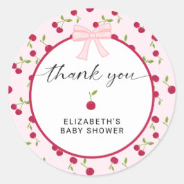 Cherry On Top Baby Shower Coquette Thank You Ronde Sticker