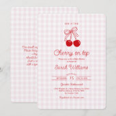 Cherry on Top Baby Shower Girl Invitation Kaart (Voorkant / Achterkant)