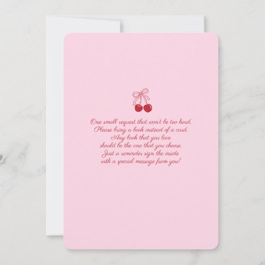 Cherry on Top Baby Shower Girl Invitation Kaart (Achterkant)