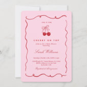 Cherry on Top Baby Shower Girl Invitation Kaart (Voorkant)