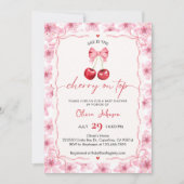 Cherry On Top Baby Shower Invitation Feestdagenkaart (Voorkant)