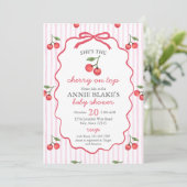 Cherry on Top Baby shower Invitation Kaart (Staand voorkant)
