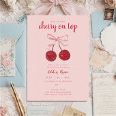 Cherry on Top Baby Shower Invitation Kaart