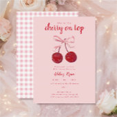 Cherry on Top Baby Shower Invitation Kaart