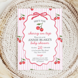 Cherry on Top Baby shower Invitation Kaart