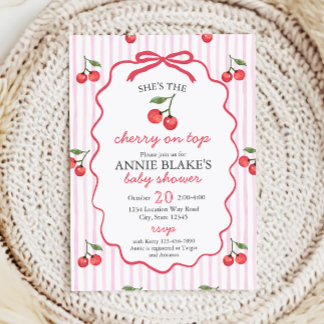 Cherry on Top Baby shower Invitation Kaart