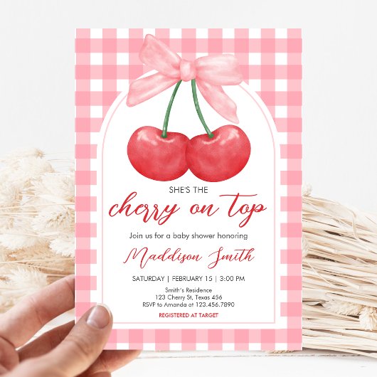 Cherry on Top Baby Shower Kaart