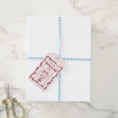 Cherry on Top Baby Shower Pink Stripes Bow Cadeaulabel (Met Touw)