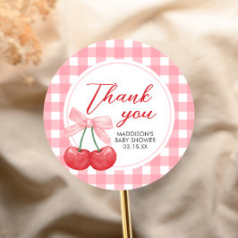 Cherry on Top Baby Shower Ronde Sticker