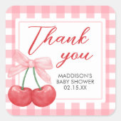 Cherry on Top Baby Shower Vierkante Sticker (Voorkant)