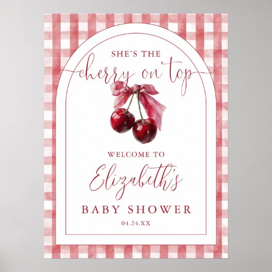 Cherry On Top Baby Shower Welcome Sign Poster (Voorkant)