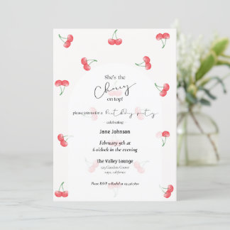 Cherry On Top Birthday Invitation Kaart