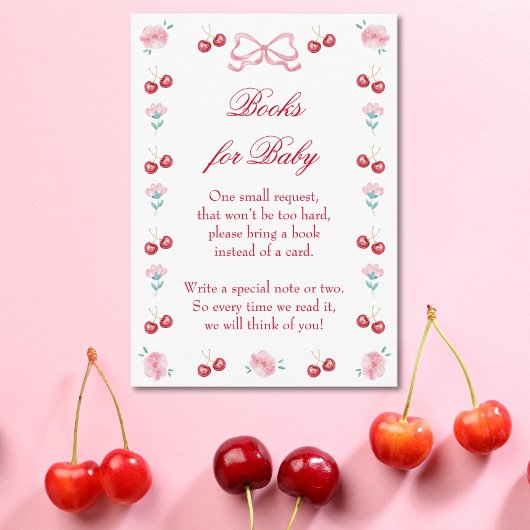 Cherry On Top Blossom Pink Bow Boeken voor Baby Informatiekaartje