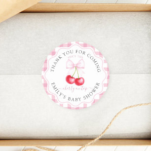 Cherry on Top Bow Baby shower Bedankt voor je koms Ronde Sticker