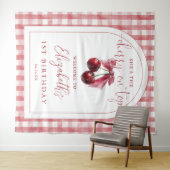Cherry On Top Bow Birthday Photo Backdrop Wandkleed (In Situ (horizontaal))