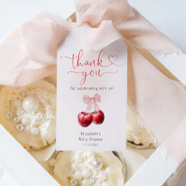 Cherry on Top Bow Coquette Baby shower Bedankt Cadeaulabel