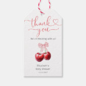 Cherry on Top Bow Coquette Baby shower Bedankt Cadeaulabel (Voorkant)