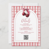 Cherry On Top Bow QR Code Girl Baby Shower Kaart (Achterkant)