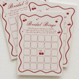 Cherry On Top Bridal Shower Bingo Game Card Kaart