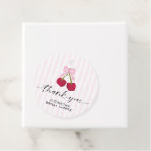 Cherry On Top Bridal Shower Coquette Bow Stripes Bedankjes Labels (In situ)