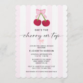 Cherry On Top Bridal Shower Coquette Bow Stripes Kaart (Voorkant)