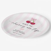 Cherry On Top Bridal Shower Coquette Bow Stripes Papieren Bordje (Gekanteld)