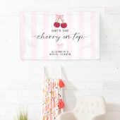Cherry On Top Bridal Shower Coquette Bow Stripes Spandoek (Insitu)