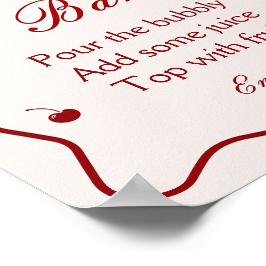 Cherry On Top Bridal Shower Mimosa Bar Poster (Hoek)