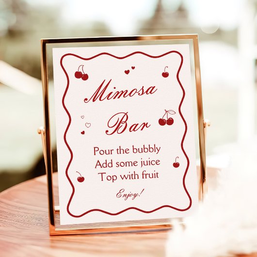 Cherry On Top Bridal Shower Mimosa Bar Poster