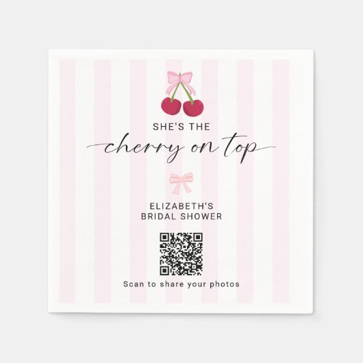 Cherry On Top Bridal Shower QR Code Share Photos Servet (Voorkant)