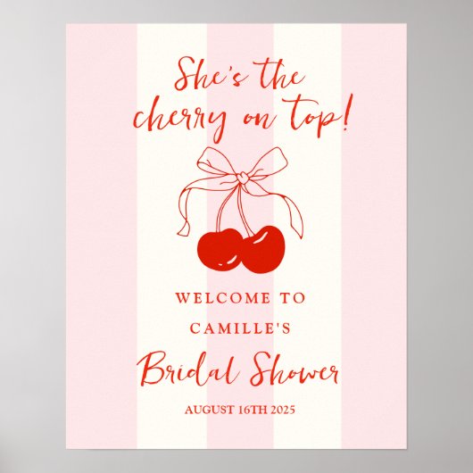 Cherry on Top Bridal Shower Welcome Sign Poster (Voorkant)