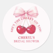 Cherry on Top Bruidsfeest Ronde Sticker (Voorkant)