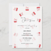Cherry On Top Cherries & Bows Birthday Invitation Kaart (Voorkant)