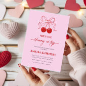 Cherry on Top Cherry  Bow Girl  Baby Shower Kaart