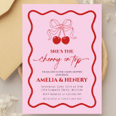 Cherry on Top Cherry  Bow Girl  Baby Shower Kaart