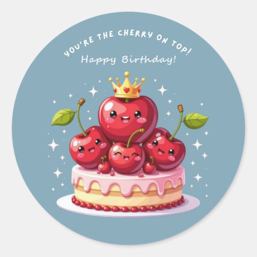 Cherry on Top Classic Round Sticker (Voorkant)