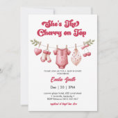 Cherry on Top clothesline Baby Shower Kaart (Voorkant)