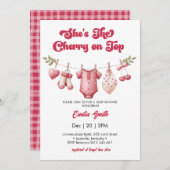 Cherry on Top clothesline Baby Shower Kaart (Voorkant / Achterkant)