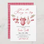 Cherry on Top clothesline  Baby Shower Kaart (Voorkant / Achterkant)