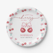 Cherry On Top Coquette Baby Girl Shower Papieren Bordje (Voorkant)