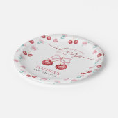 Cherry On Top Coquette Baby Girl Shower Papieren Bordje (Gekanteld)