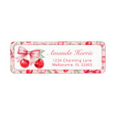 Cherry on Top Coquette Baby shower Adreslabel Etiket (Voorkant)