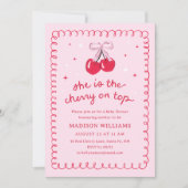 Cherry on Top Coquette Baby Shower Kaart (Voorkant)