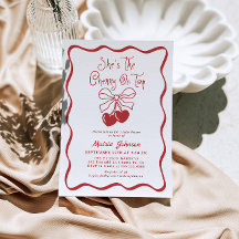 Cherry on Top Coquette Baby shower Uitnodiging