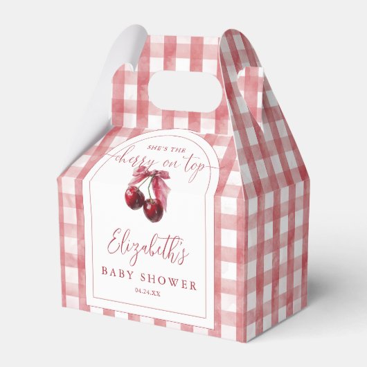 Cherry On Top Coquette Bow Baby Shower Bedankdoosjes (Voorkant Zijde)